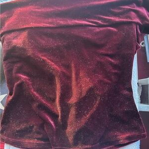 Reformation Burgundy Velvet Cello Off-Shoulder Top